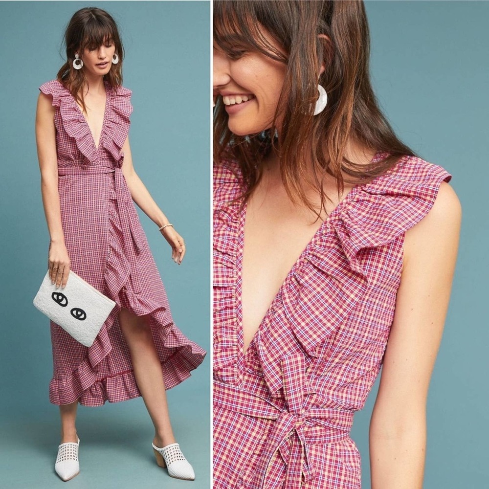 NWT Misa Los Angeles Stella Plaid Wrap Dress Size XS - Picture 2 of 10